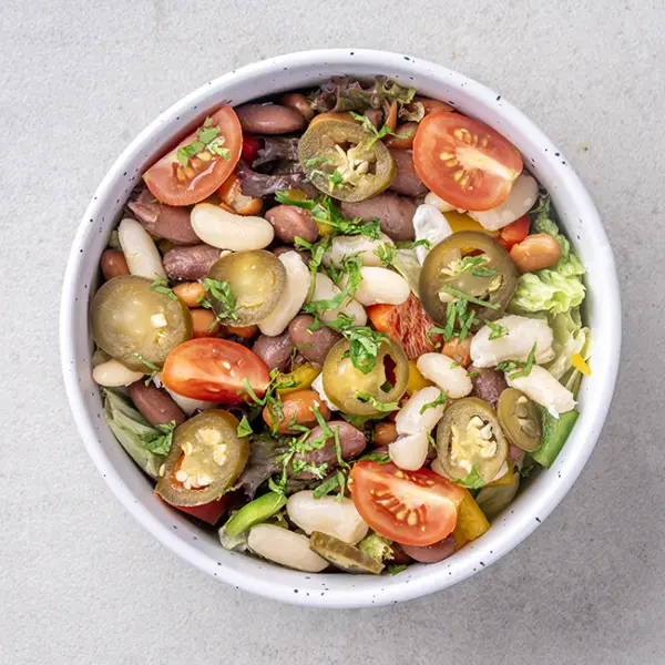 Mexican Mix Bean Salad with Jalapeño Coriander Dressing